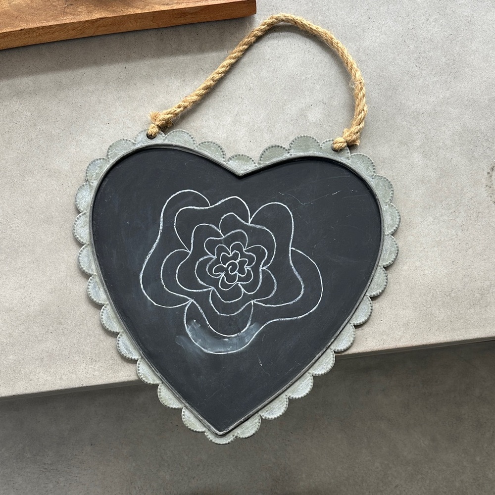 Heart-Shaped Chalkboard with Floral Design